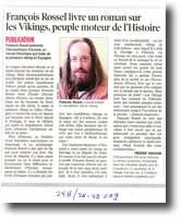 François Rossel livre un roman sur les Vikings, peuple moteur de l'histoire. Article 24 Heures du 28-29 novembre 2009